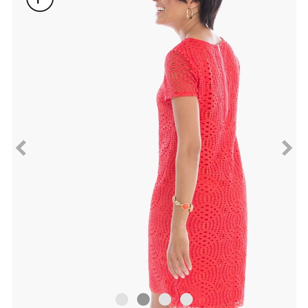 Chico's Coral Lace Short sleeve Dress - Picture 2 of 8
